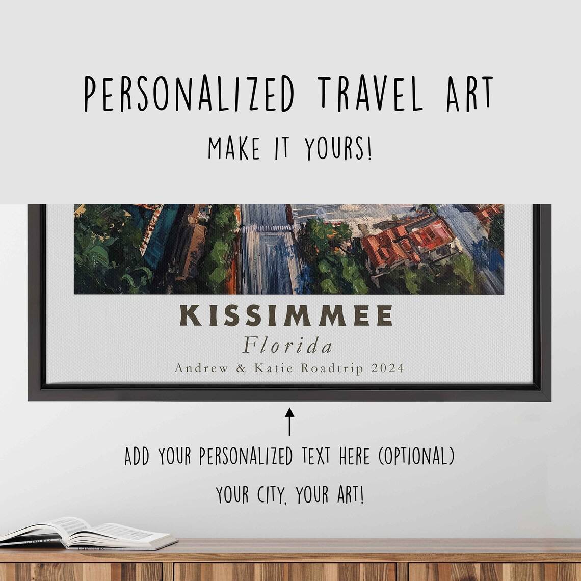 Kissimmee Florida Aerial Lakeside Red Roof Cityscape Art Travel Poster - Image 4