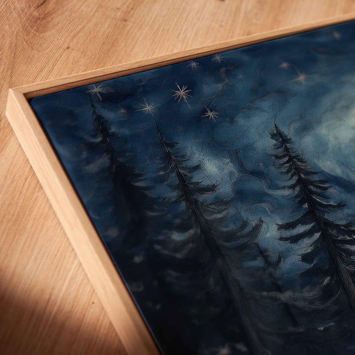 Moonlit Campsite Campfire Glowing Tent Starry Night Forest Sky Poster - Image 2