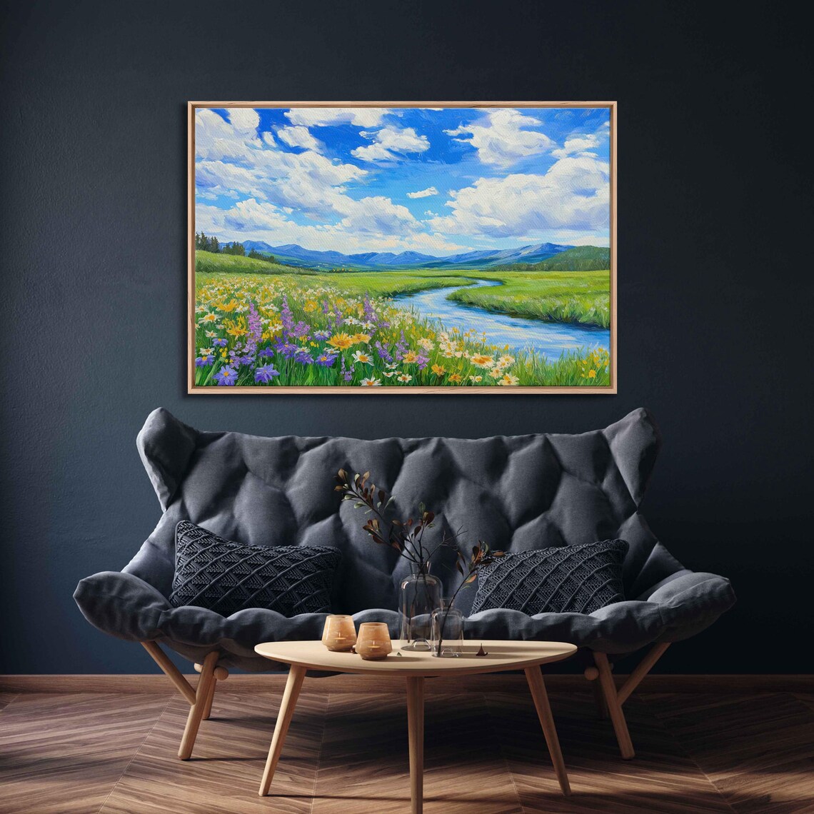 Blooming Wildflowers Art Print, Spring Landscape