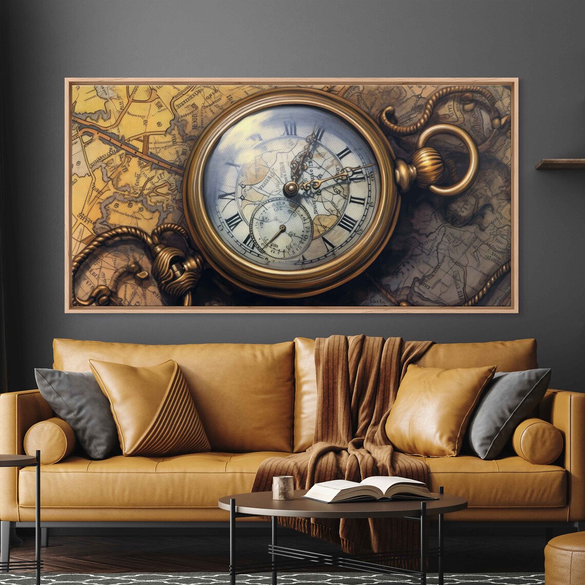 Antique Pocket Watch Vintage Map Still Life Classic Timepiece Print - Image 2