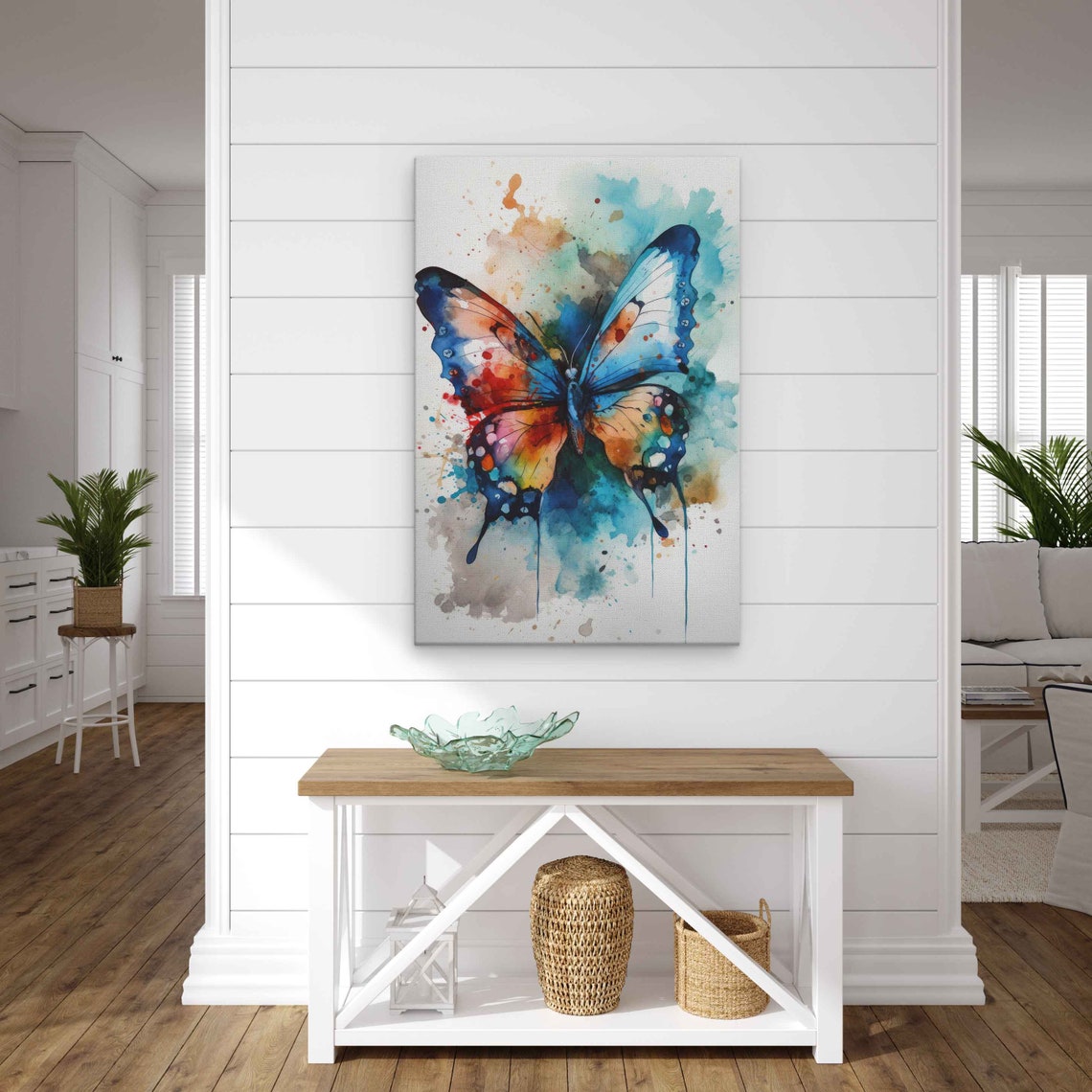 Watercolor Butterfly Painting Print On Framed Ready To Hang Nursery Decor - Image 2