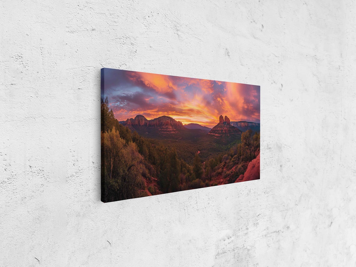 Sedona Arizona Cathedral Rock Sunset Panoramic Red Rocks Travel Poster - Image 4