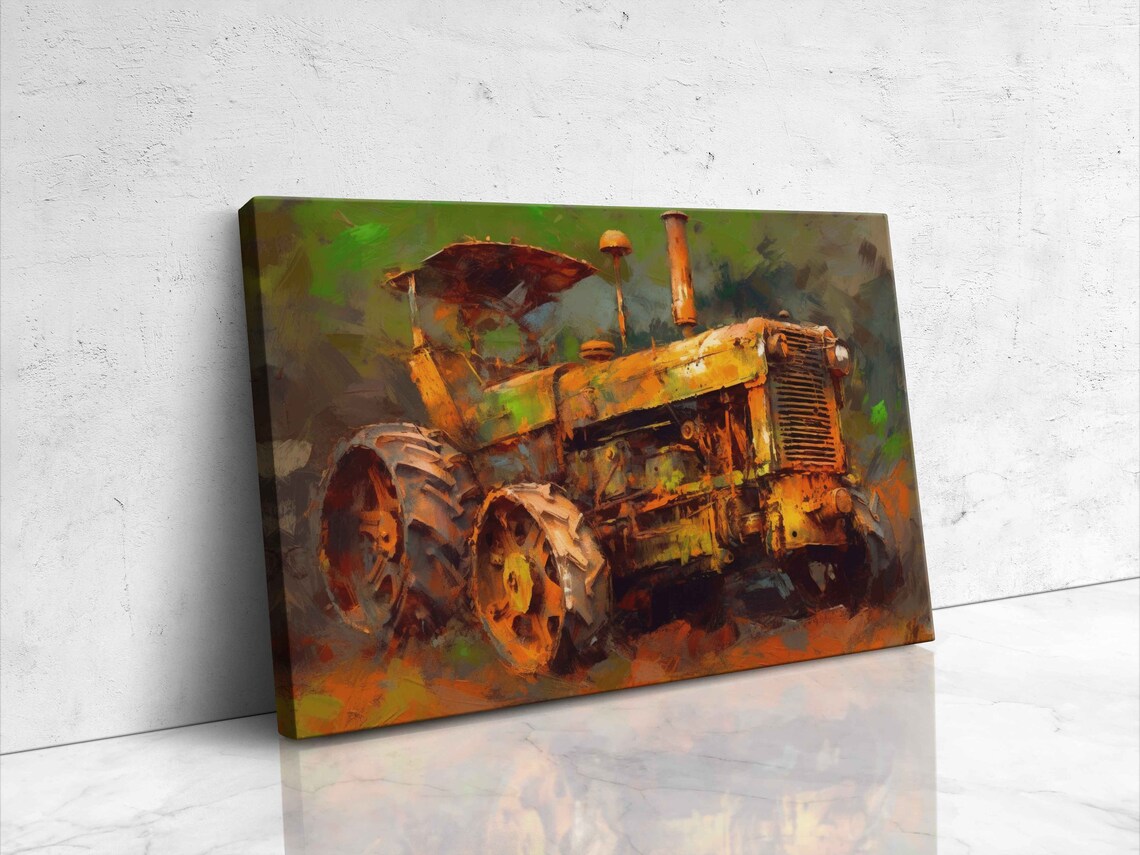 Abstract Textured Tractor Painting, Wall Art Print - Image 4
