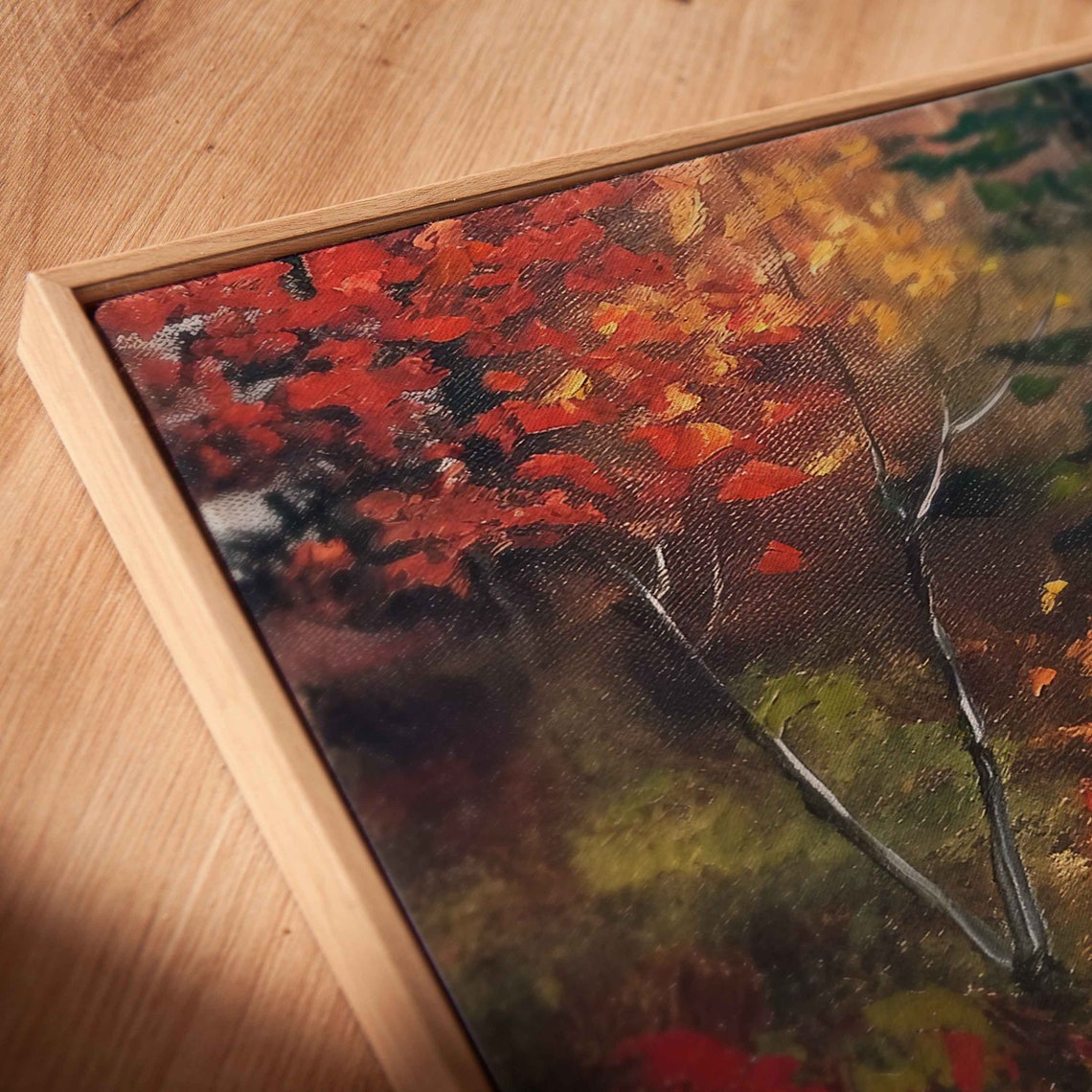 Autumn Forest River Wooden Bridge Golden Foliage Panoramic Poster - Image 2