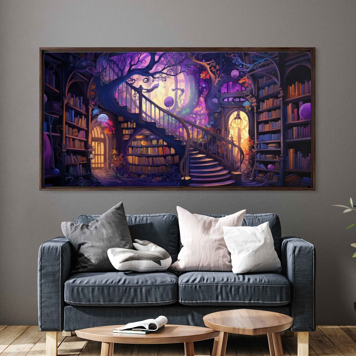 Magical Enchanted Library Tree Of Knowledge, Fantasy Art - Image 2