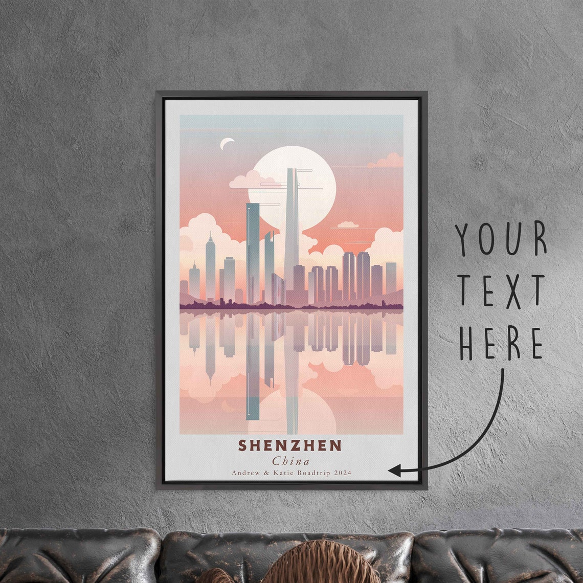 Shenzhen China Modern Skyline Sunset Water Reflection Travel Poster - Image 3