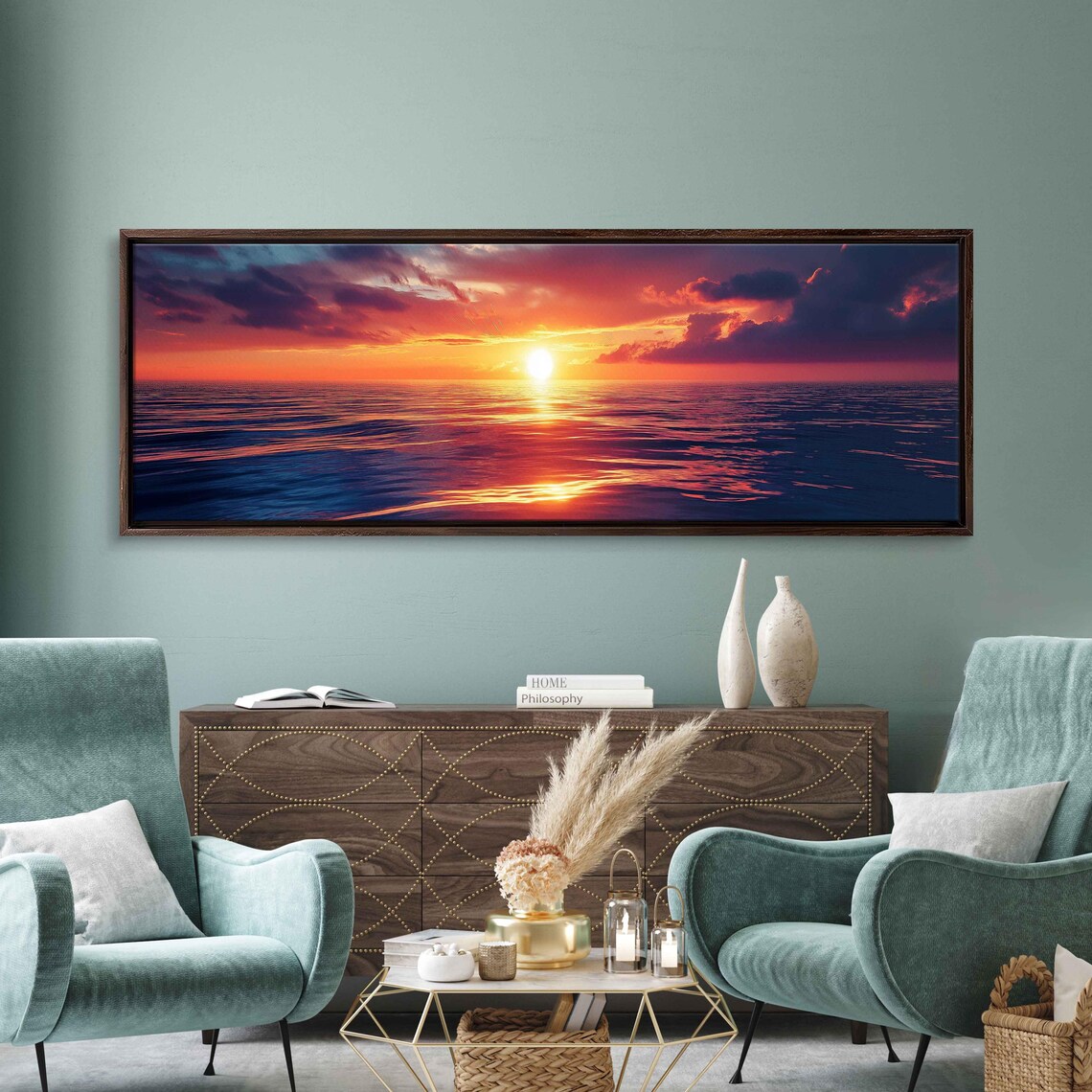 Sunset Over Ocean, New Years Colors Reflection