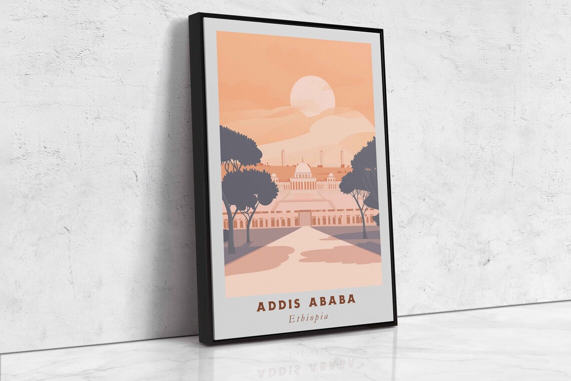 Addis Ababa Ethiopia Palace Sunset Garden Avenue Travel Poster - Image 2