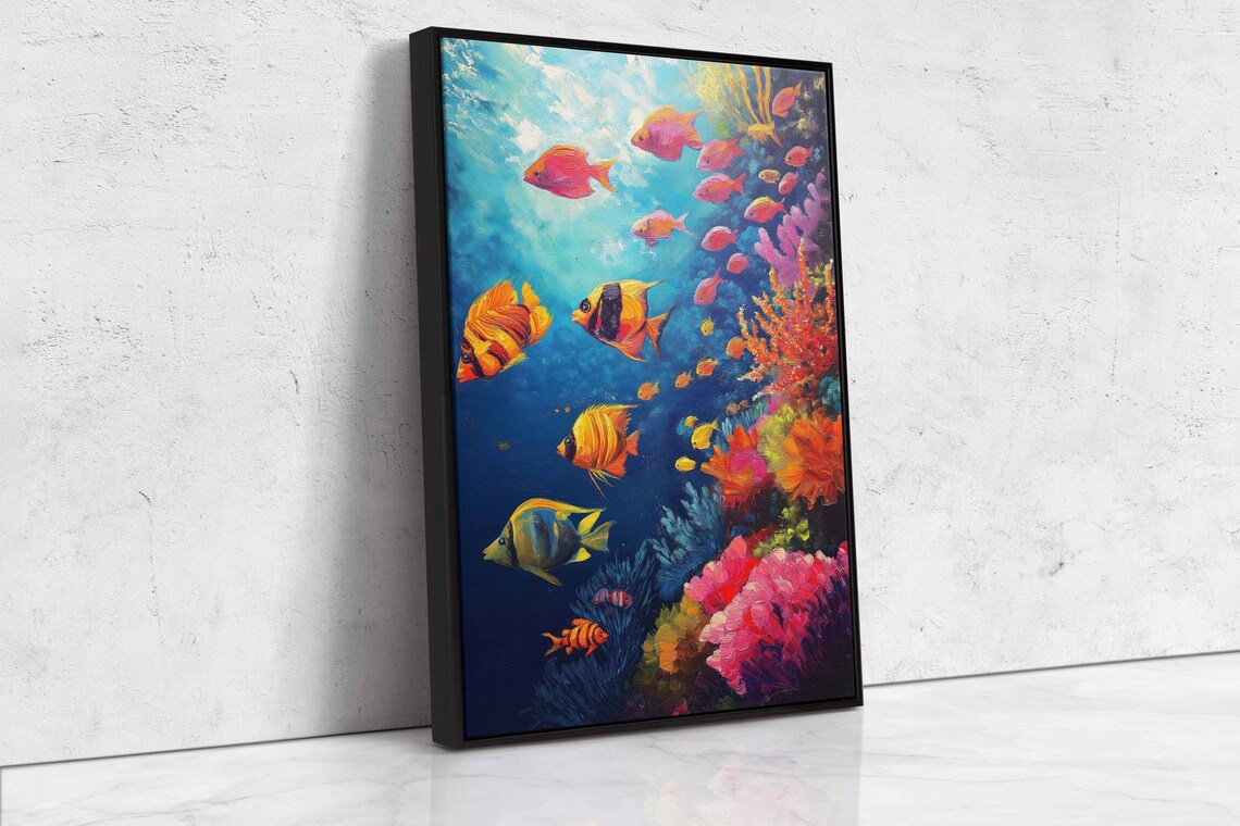 Coral Reef Underwater Scene Wall Art Print Colorful Fish Vibrant Coral Ocean Life - Image 4