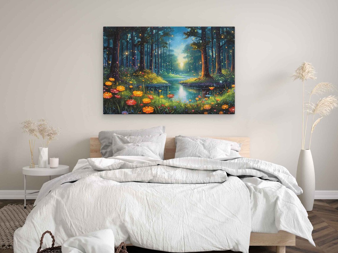 Whimsical Watercolor Magical Forest Print On Ready To Hang Framed Option Housewarming Gift For Her - Image 3