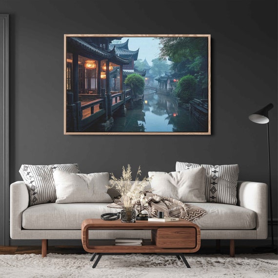 Jiangnan Yangtze River Photography Wall Art Print Chinese River Town Beautiful Asian Nature Ready To Hang