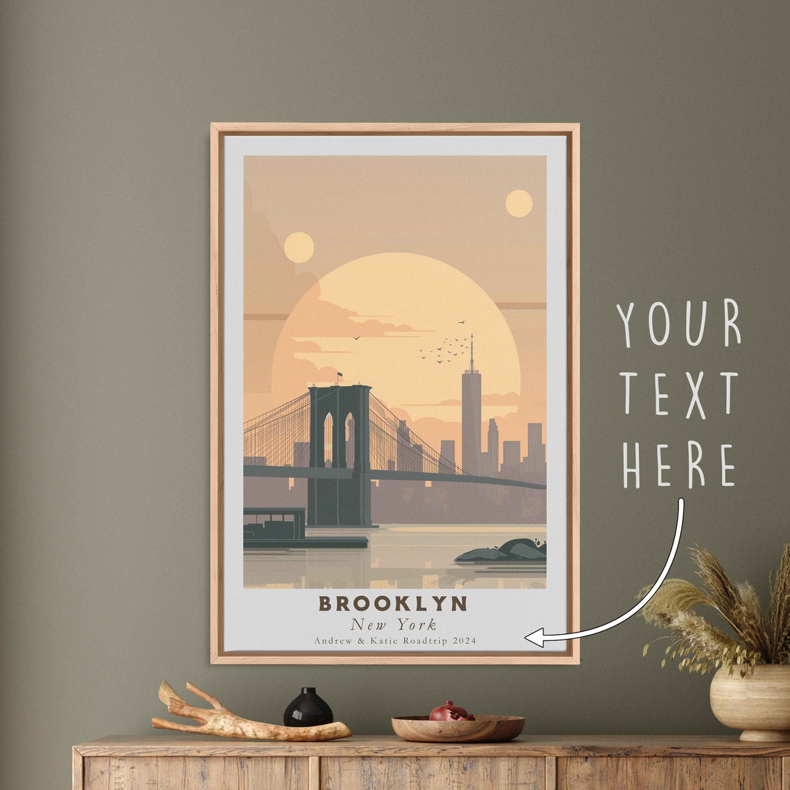 Brooklyn New York Bridge Manhattan Skyline Sunset Travel Poster - Image 3