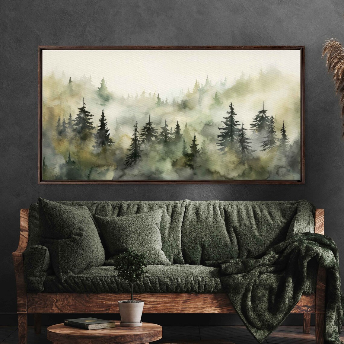 Foggy Watercolor Forest Landscape Poster Print