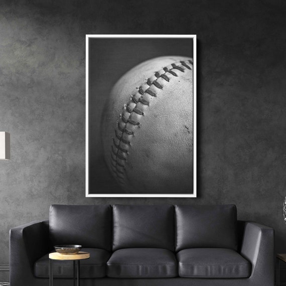 Closeup Baseball Threads Wall Art Print Gift For Baseball Lover Sports Fan Ready To Hang