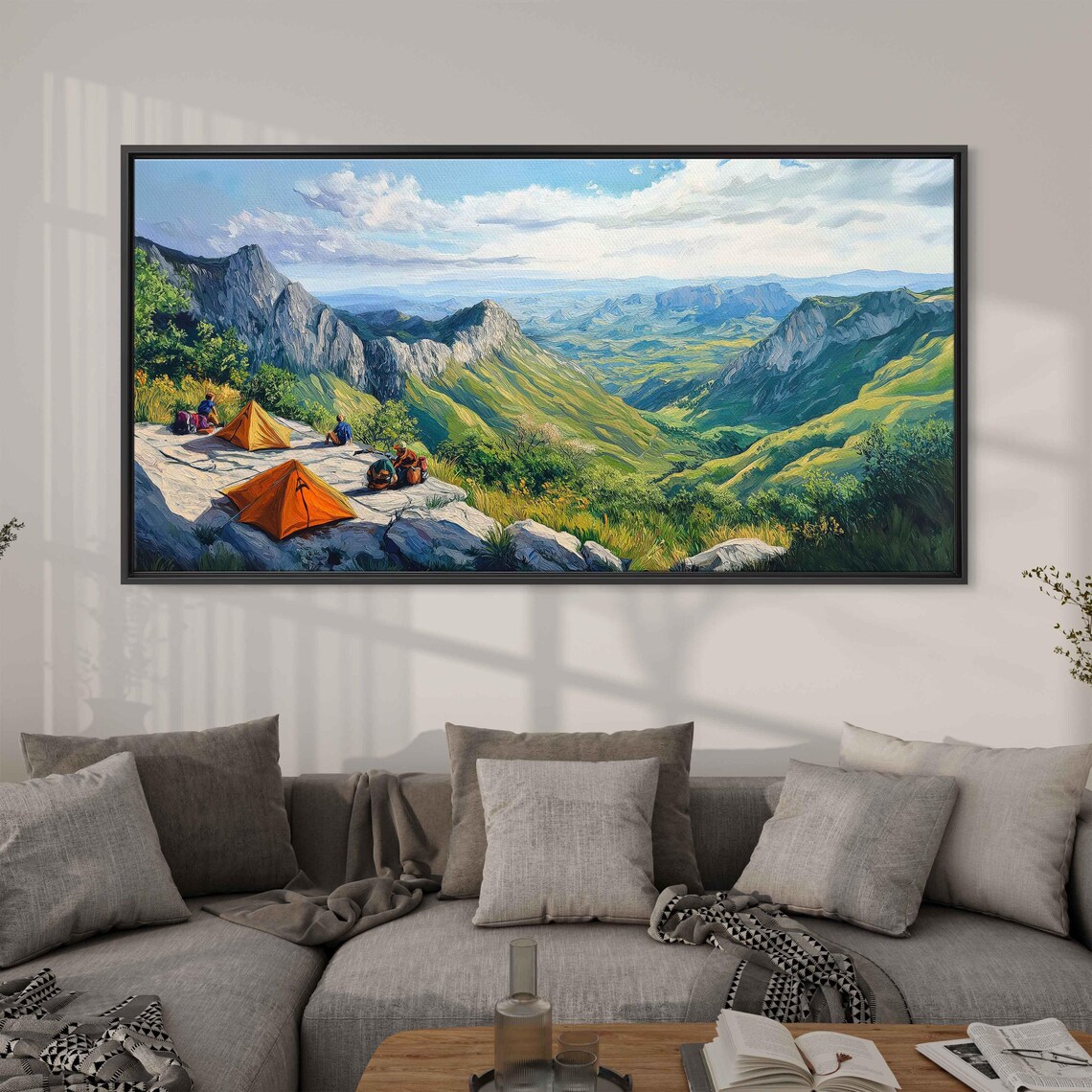 Mountain Range Campers, Summer Day Valley Scene - Image 3