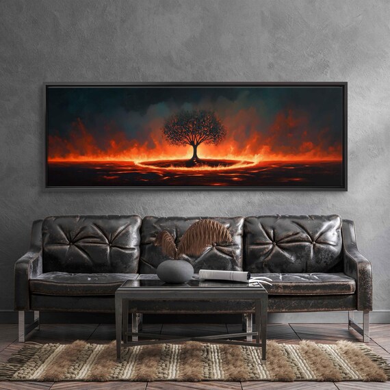Resilient Tree Amidst Flames Art Print