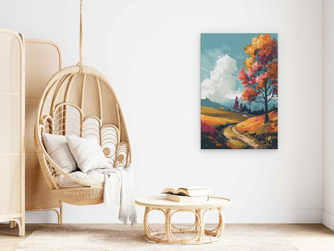 Autumn Country Road Rolling Hills Pop Art Landscape Travel Poster - Image 3