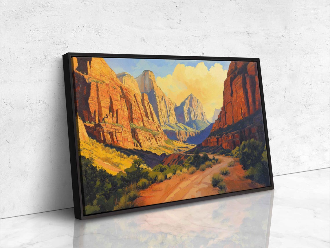 Zion Canyon Sunrise Red Rock Cliffs Desert Valley Scenic Poster - Image 4