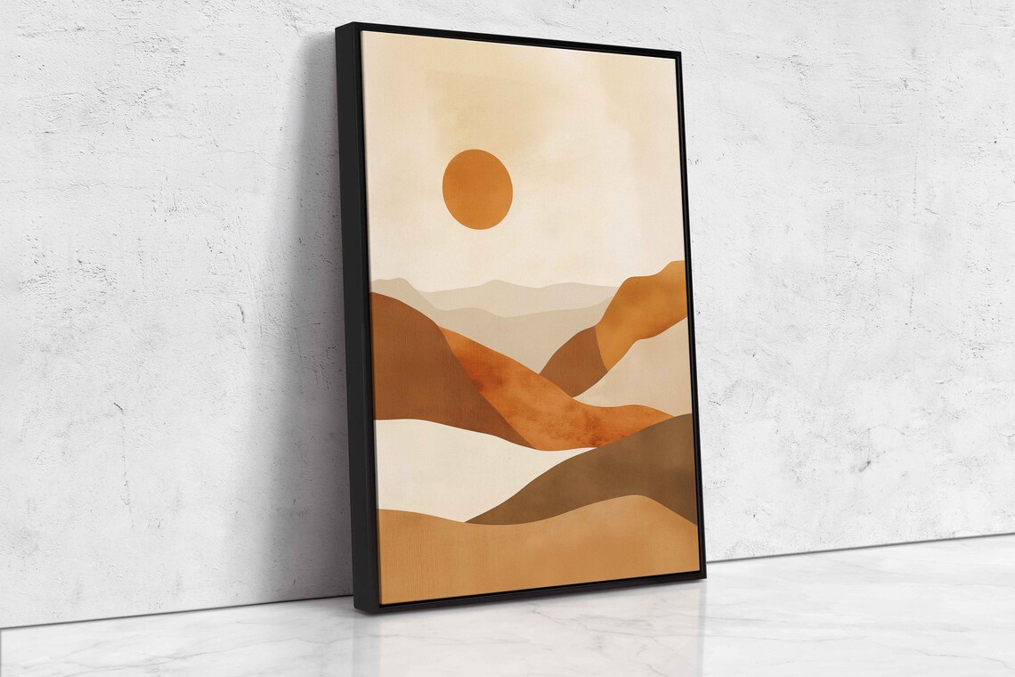 Neutral Desert Boho Style Wall Art Print Minimalist Design Abstract Shapes Desert Moon Eclectic Print Ready To Hang - Image 4