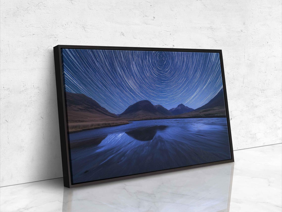 Star Trails Over a Mirror Lake Beneath Night Mountains Poster - Image 4
