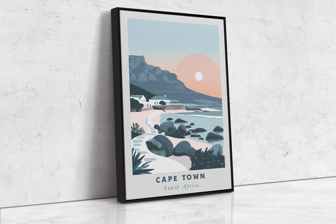 Cape Town South Africa Table Mountain Beach Boulders Travel Poster - Image 2