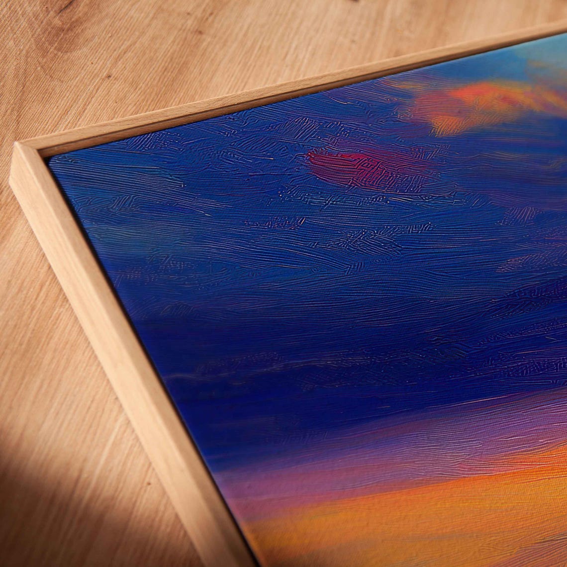Wide Golden Wheat Field Sunset Panoramic Landscape Painting Poster - Image 2
