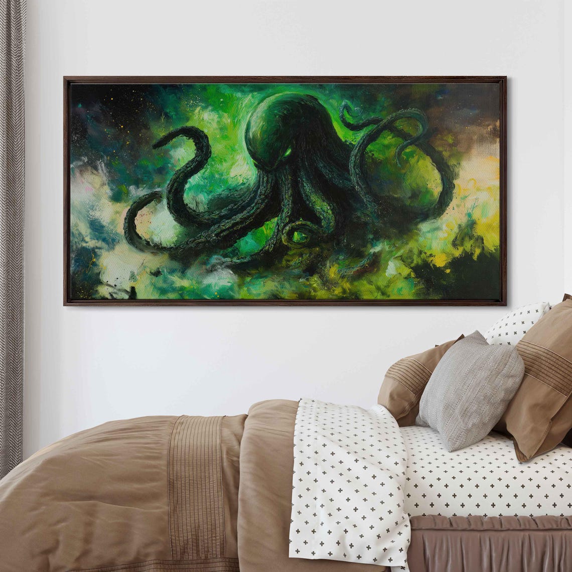 Cthulhu Cosmic Horror Emerging From Green Vortex Dark Oil Poster