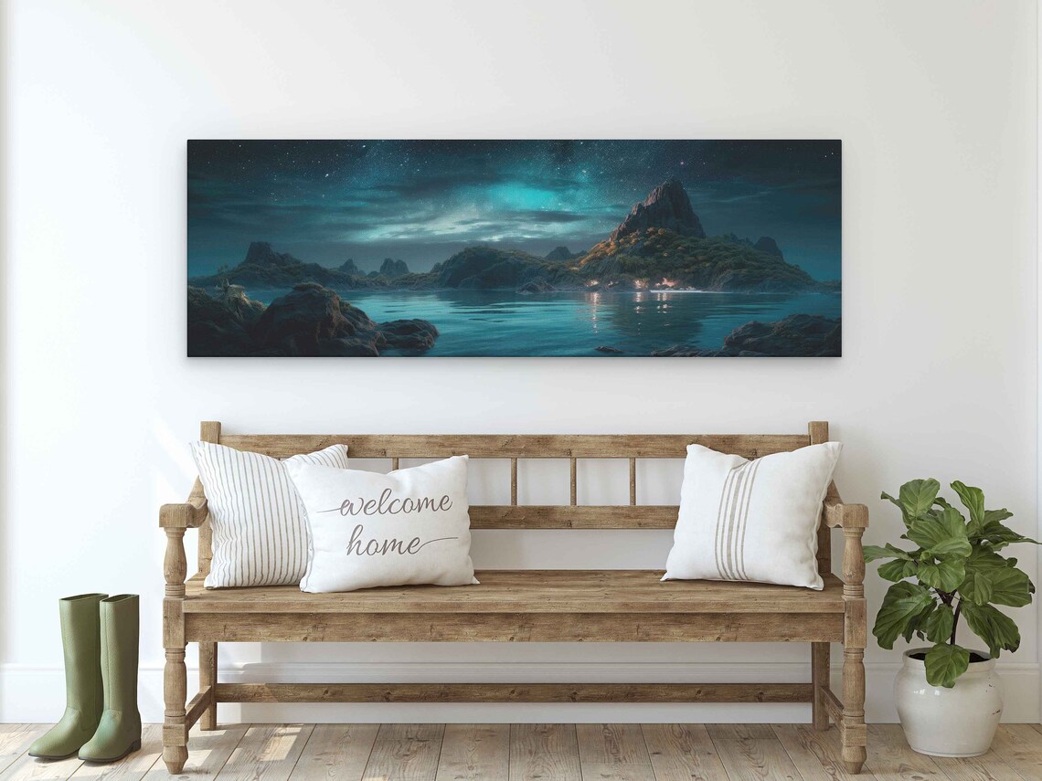 Nighttime Ocean Grotto Landscape Wall Art Print - Image 3