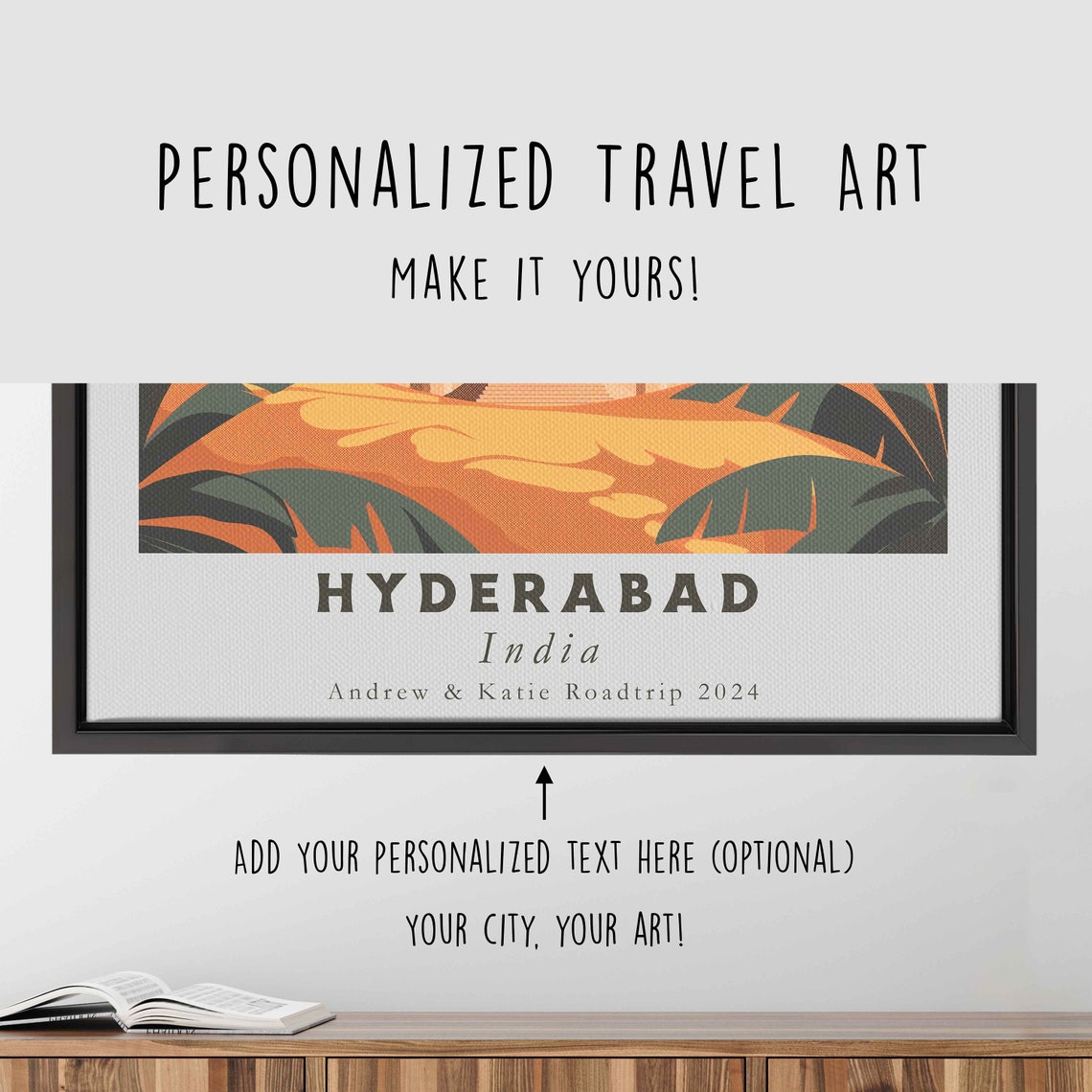Hyderabad India Vintage Mosque Palm Sunset Retro Travel Poster - Image 4