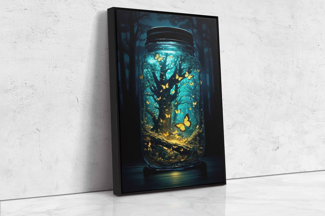 Magical Butterfly Jar Enchanted Forest Fantasy Wall Art Print Framed Ready To Hang - Image 4