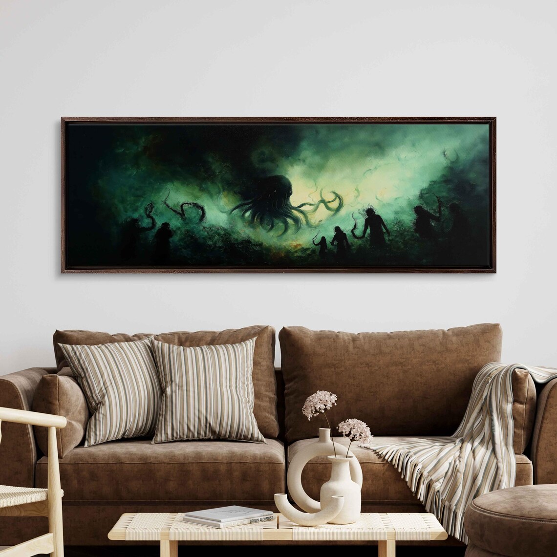 Cthulhu Sea Monster Dark Fantasy Eerie Green Stormy Sea Panoramic Poster - Image 3