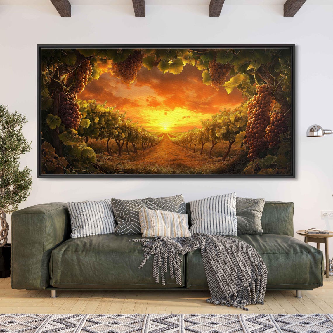 Colossal Grape Clusters Vineyard Sunset Harvest Golden Hour Poster