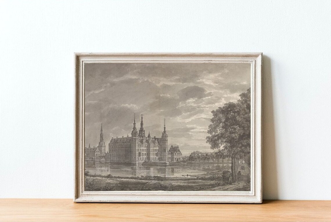 Vintage Architecture Sketch - Antique Castle Art Print - Image 2