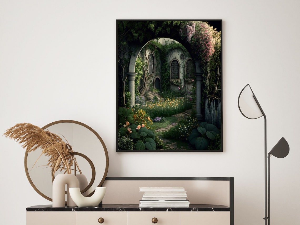 Secret Garden Courtyard Through an Ivy-Covered Stone Arch Poster - Image 6