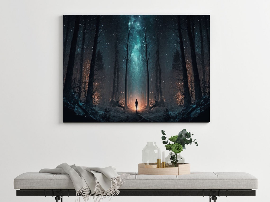 Large Horizontal Wall Art Large Wall Art Forest Under The Stars Abstract Landscape Print Abstract Wall Art Abstract Wall Art