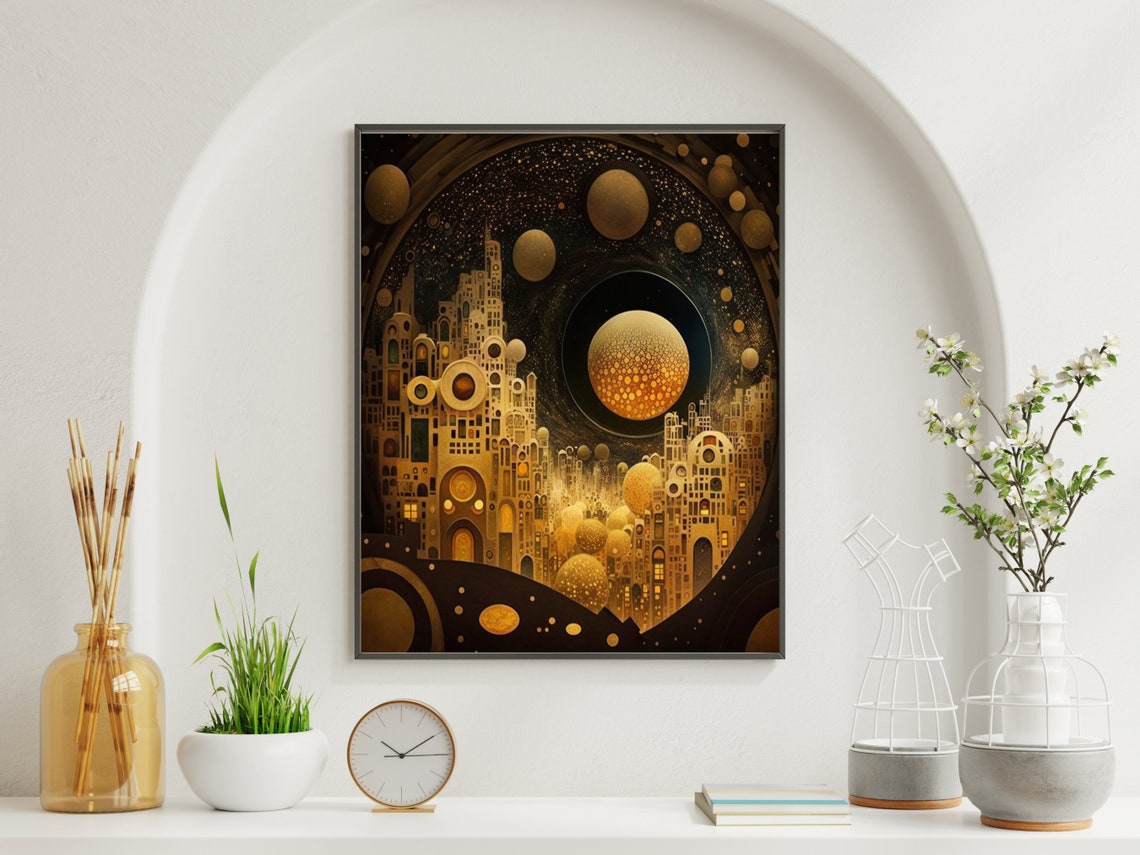 View Of Planets Celestial Fantasy Art Poster Fantasy Planets Wall Art Celestial Planets Prints - Image 2