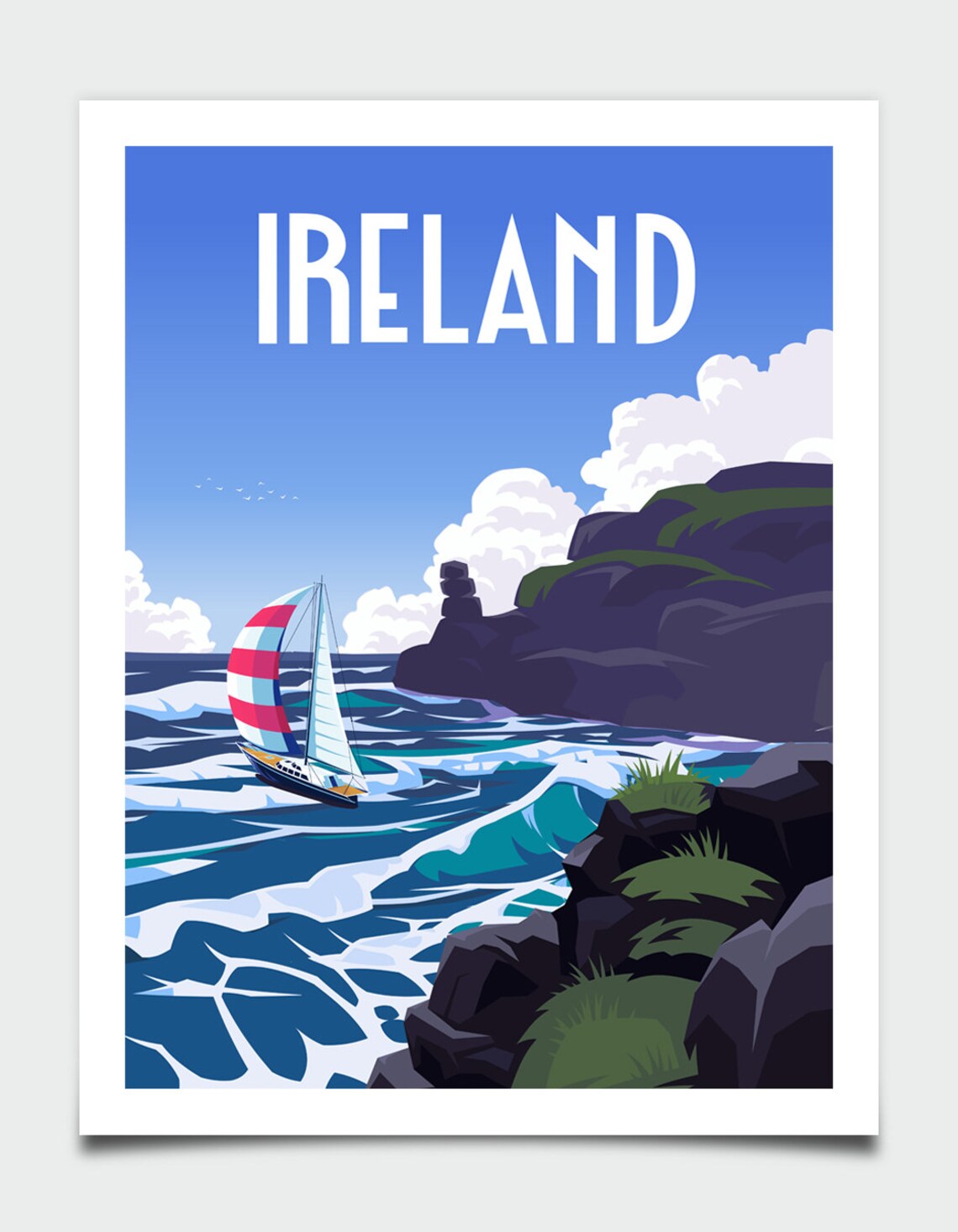 Ireland Sailboat Atlantic Coast Sea Cliffs Vintage Travel Poster - Image 4