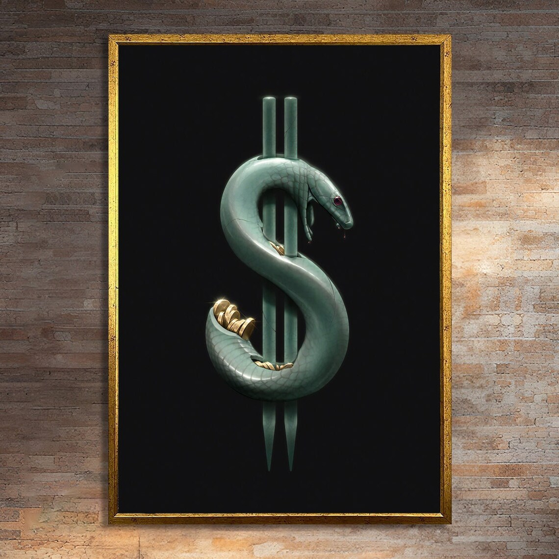 Dollar Sign and Snake, Modern Contemporary Art