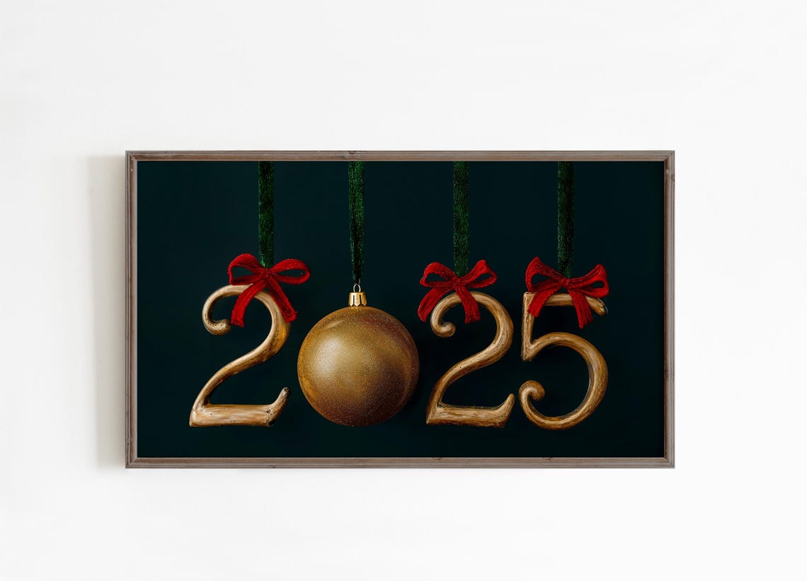 2025 Gold Ornament Numbers Christmas Hanging Holiday Decor Wall Art - Image 3