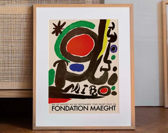 Joan Mir Print Foundation Maeght 1968 Miro Lithography Miro Exhibition Poster Abstract Print Wall Art Prints