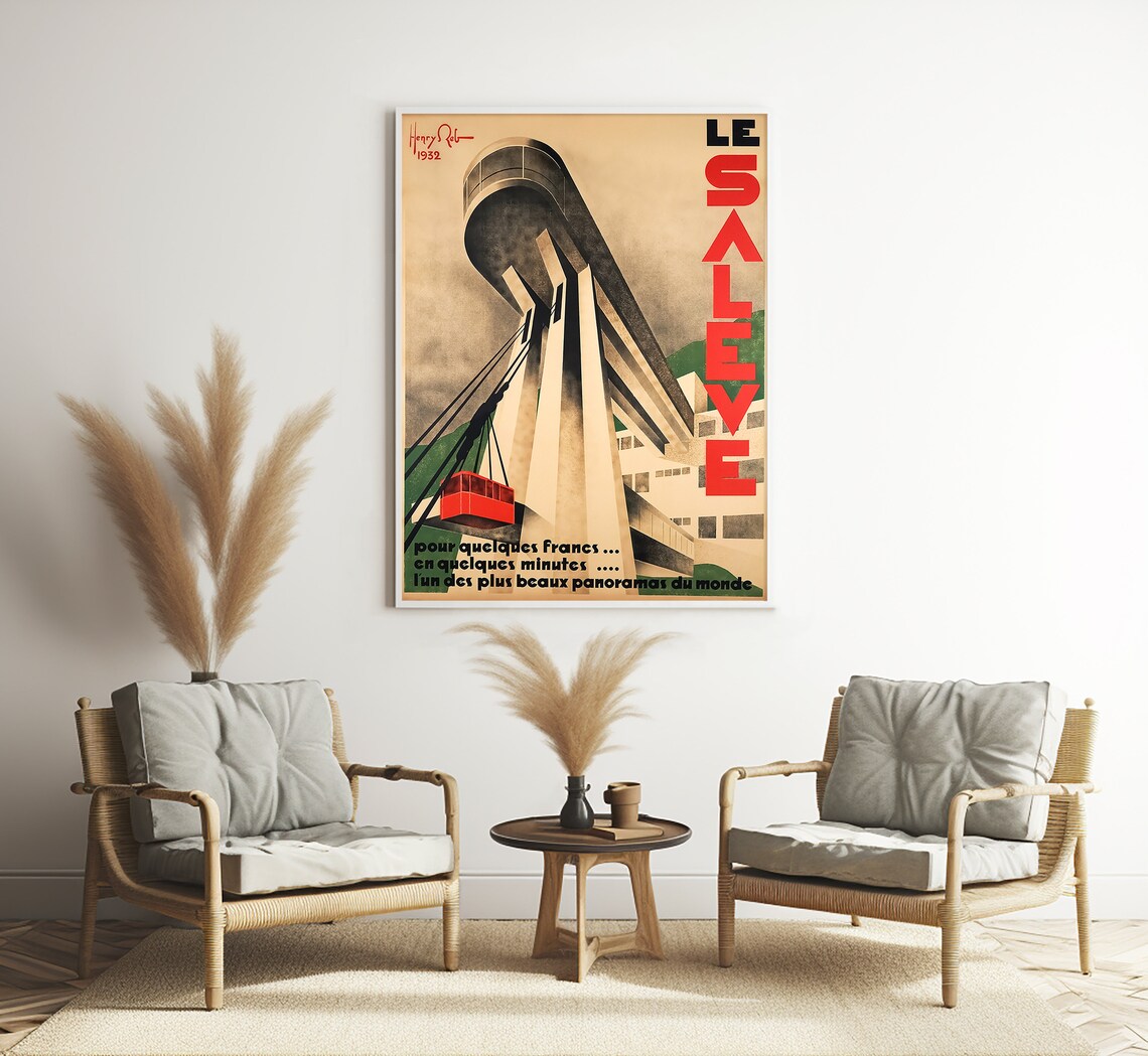 Saleve Mountain Geneva Switzerland Vintage Travel Poster - Image 3