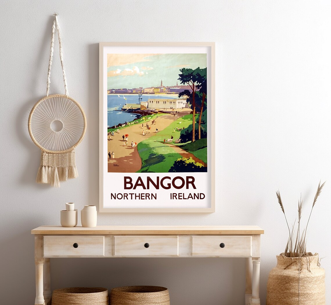 Bangor Northern Ireland Vintage Beach Promenade Travel Poster Print - Image 4