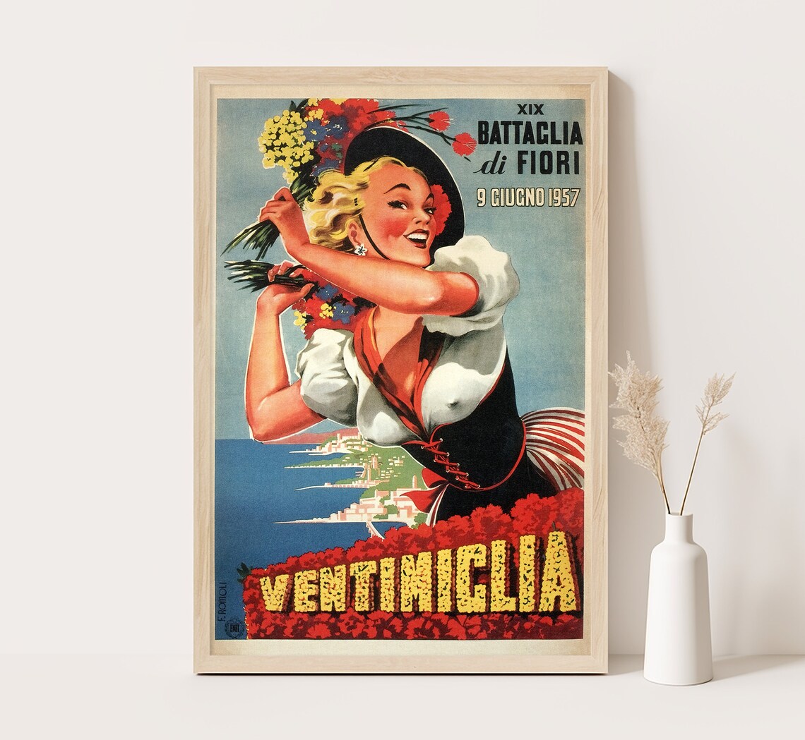 Ventimiglia Liguria Italy Vintage Travel Poster