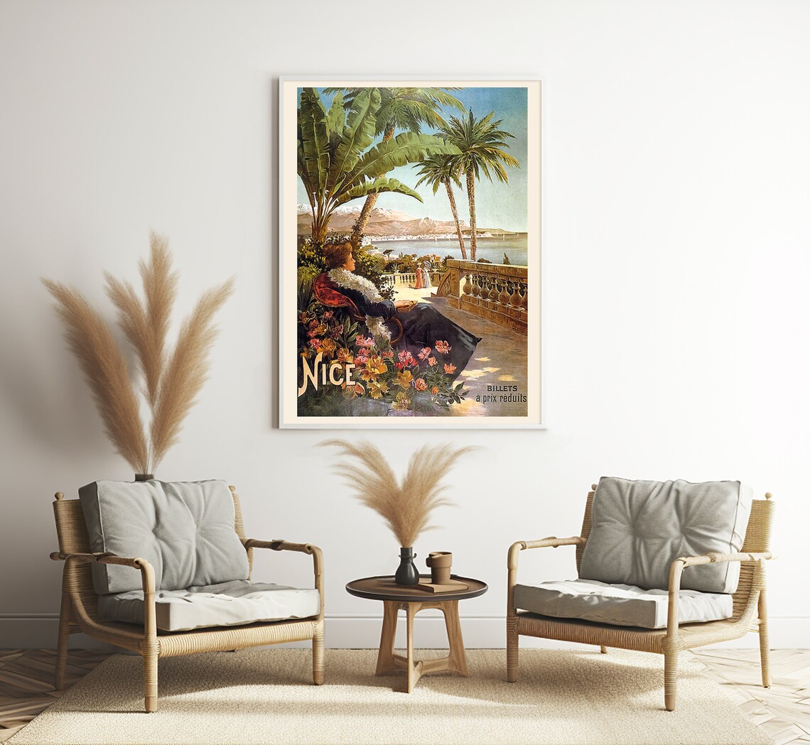 Nice Cote D Azur Vintage Travel Poster, French Design - Image 3