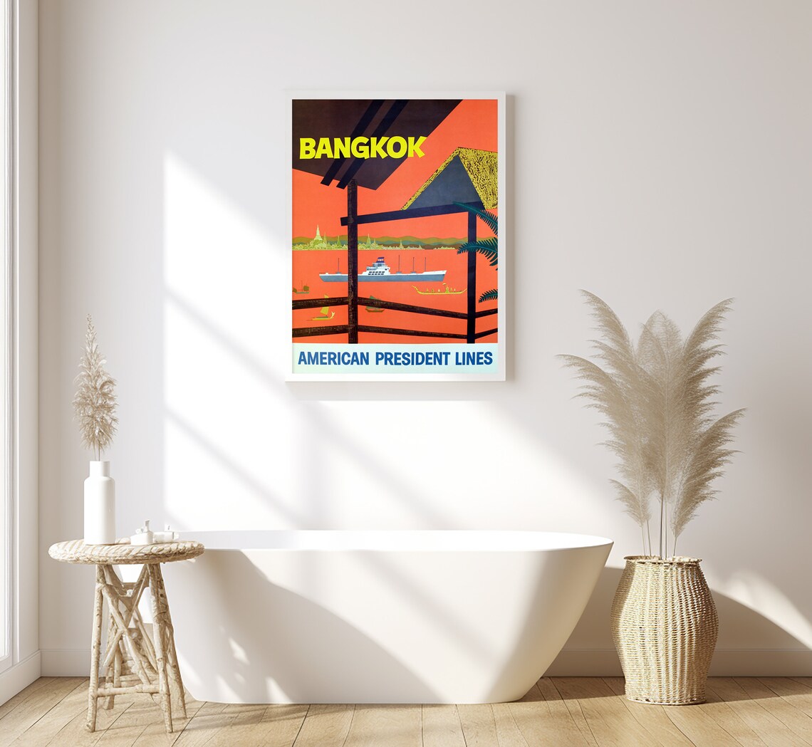 Bangkok Thailand American President Lines Harbor Sunset Ship Poster - Image 2