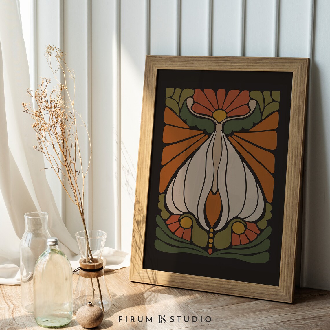 Dark Boho Art Nouveau Moth Gothic Black Botanical Statement Wall Poster - Image 2