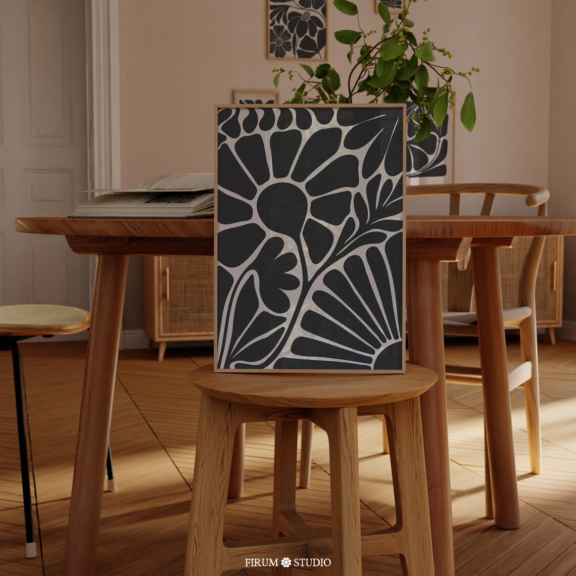 Mid-Century Abstract Floral Botanical Art Print