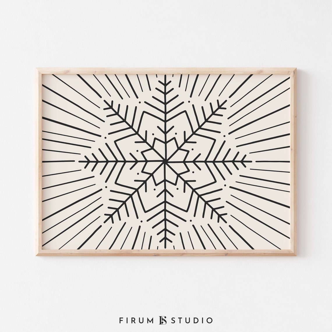 Minimalist Black Line Snowflake Modern Winter Christmas Art Poster - Image 2