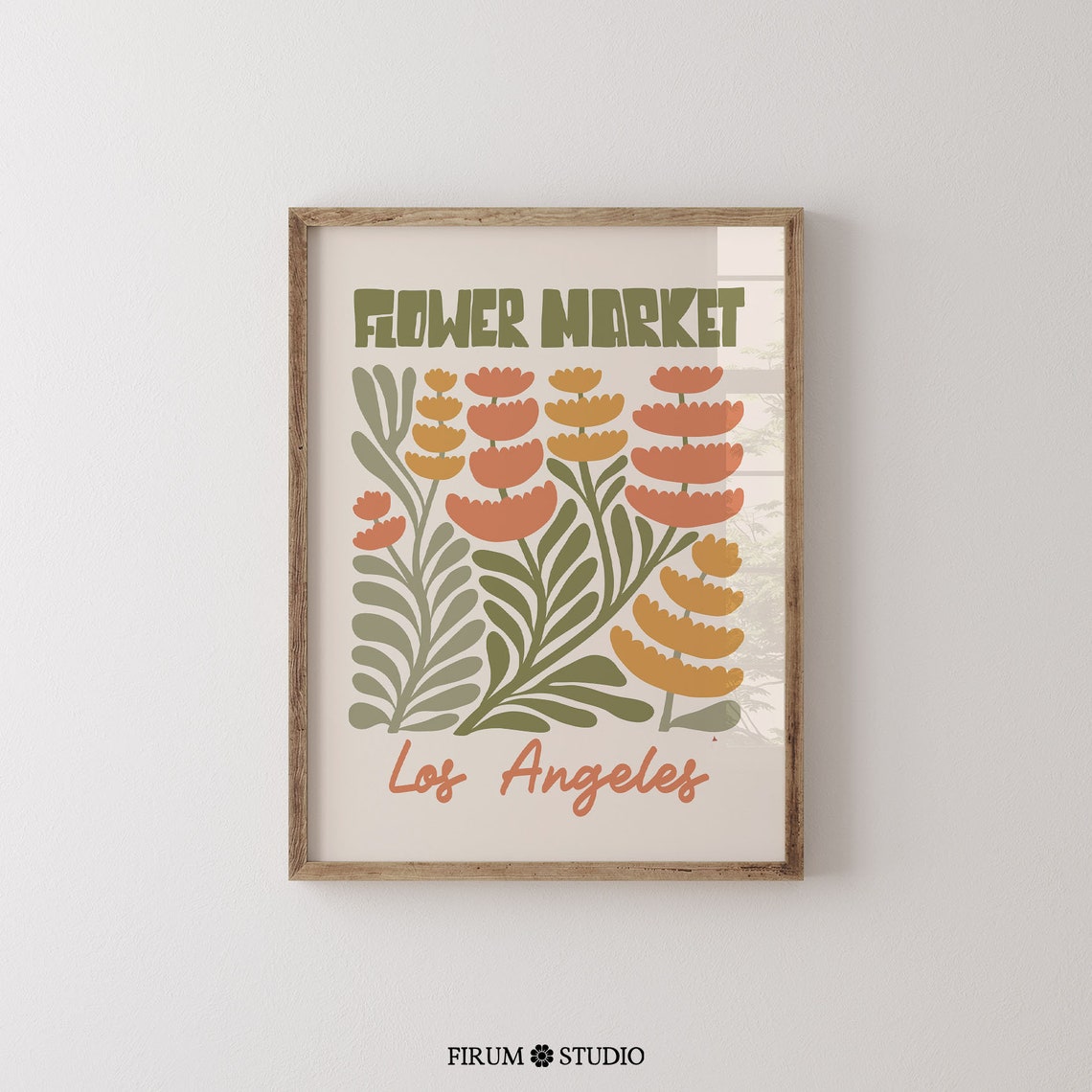 Flower Market Los Angeles Orange Botanical Retro Bloom Poster - Image 2