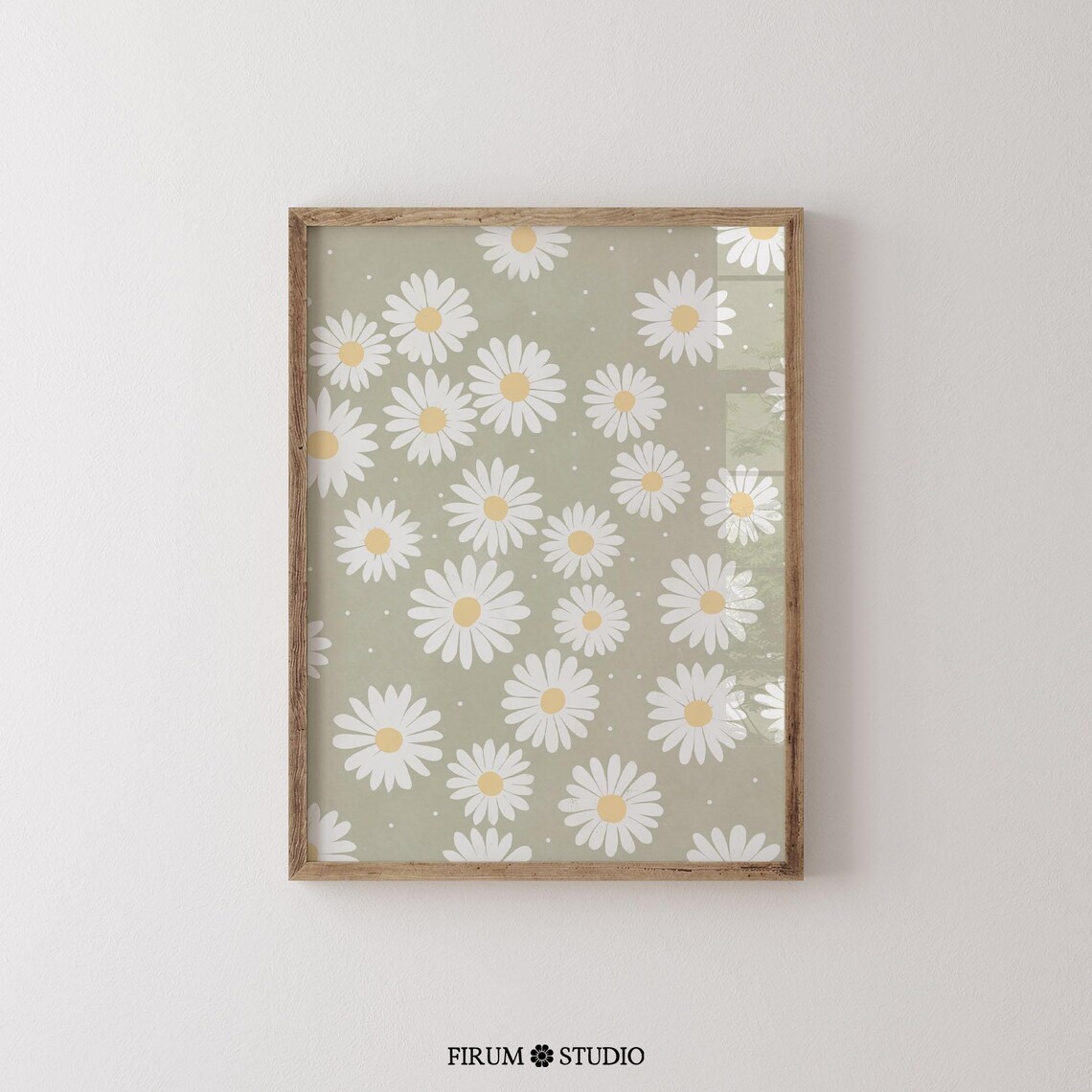 Sage Green Daisy Botanical Flower Art Print